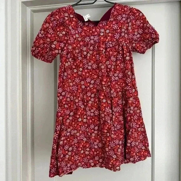 Cat and Jack girls fall dress burgundy floral size L (10/12) - Picture 5 of 6